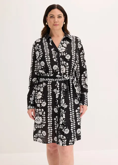 Skjortkl&auml;nning i linnestil, bonprix