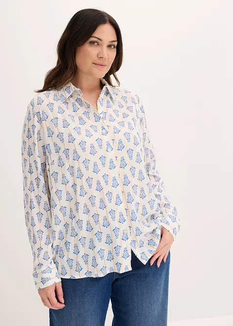 Blus av viskos med struktur och glittrande effekter, bonprix