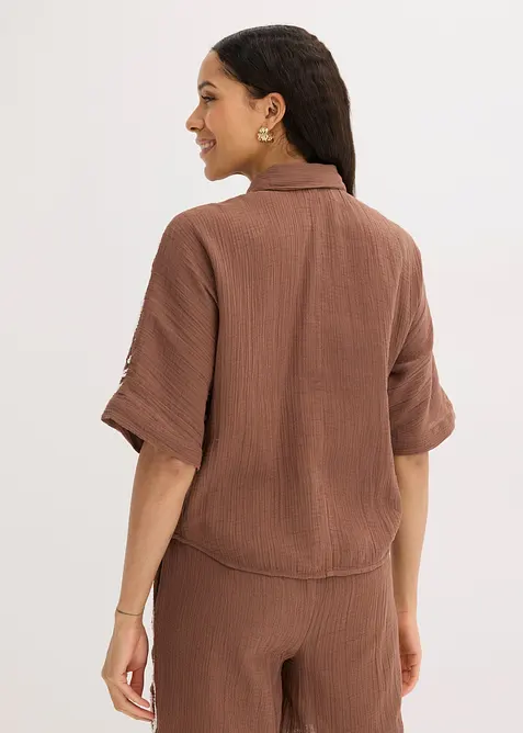 Blus i bomull med broderi, bonprix