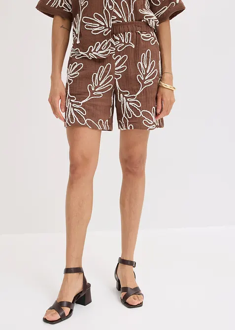 Shorts av bomull med broderi, bonprix