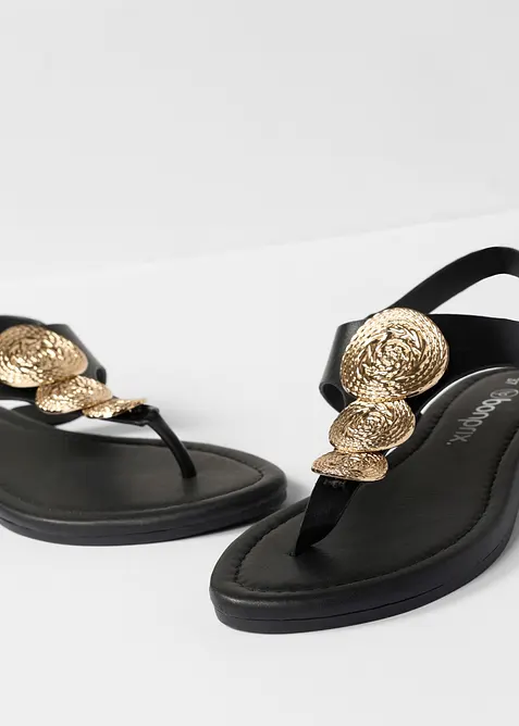 Flip flop-sandal med metallic-detaljer, bonprix