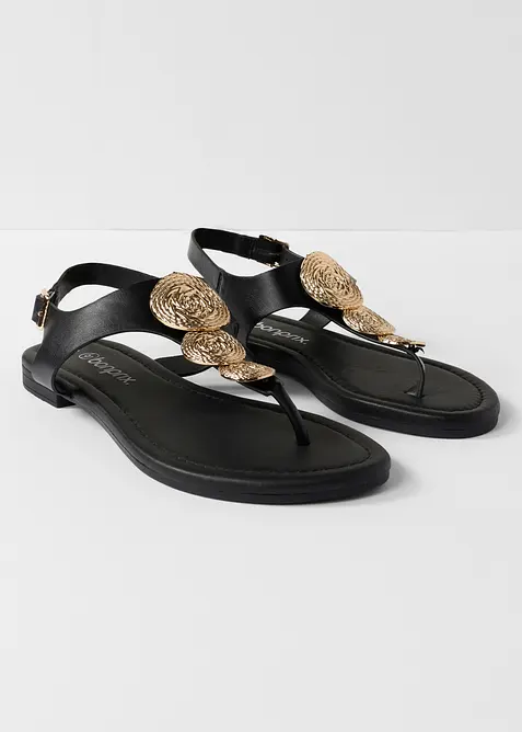 Flip flop-sandal med metallic-detaljer, bonprix