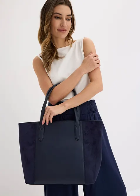 Stor shoppingv&auml;ska i materialmix, bonprix
