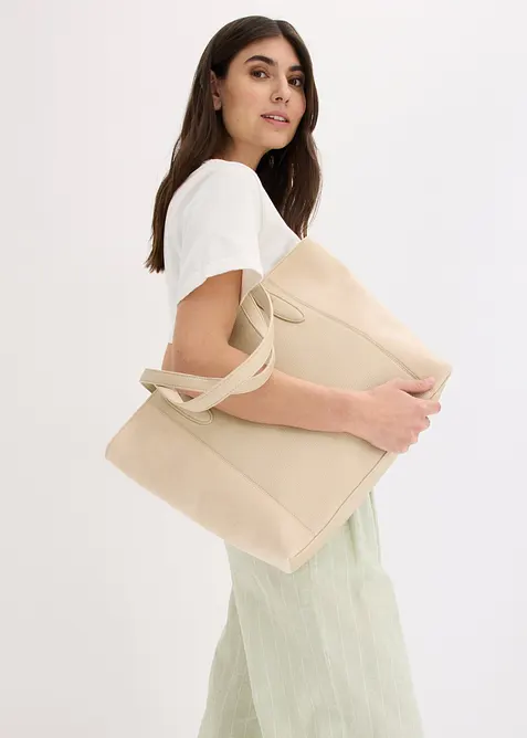 Stor shoppingv&auml;ska i materialmix, bonprix