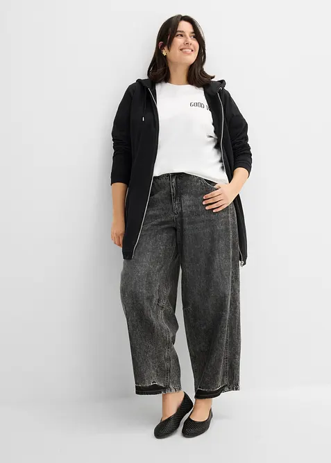 Jeans med medelh&ouml;g midja och kortare ben, Super Soft, bonprix