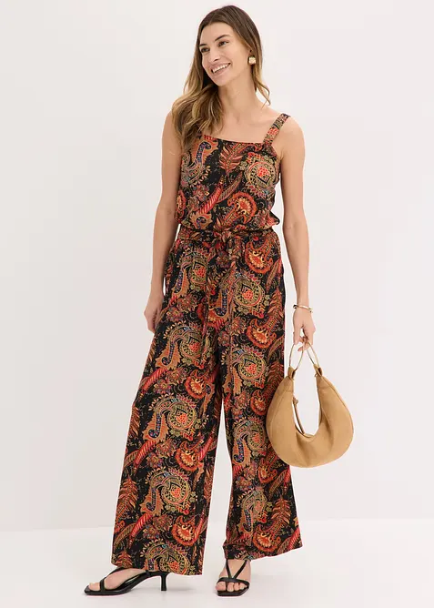 M&ouml;nstrad jumpsuit i jersey av mjuk viskosmix, bonprix