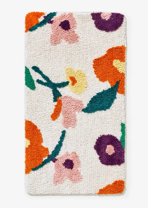 Tuftad badrumsmatta med f&auml;rgglad, blommig design, bonprix