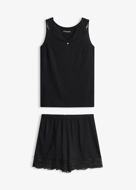 Pyjamas med shorts, i mjuk viskosmix, bonprix