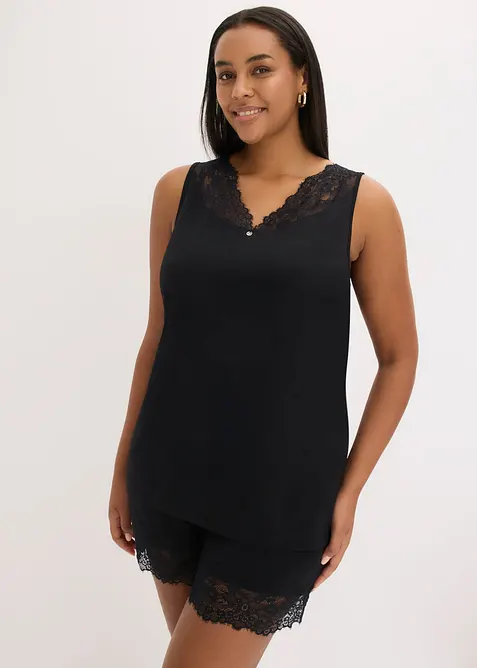 Pyjamas med shorts, i mjuk viskosmix, bonprix