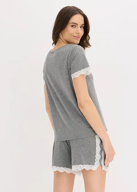 Pyjamas med shorts, av bomull med spets, bonprix