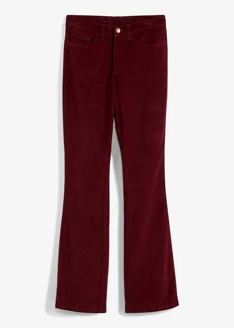 Stretchig manchesterbyxa med bekv&auml;m h&ouml;g midja och vida ben, bonprix