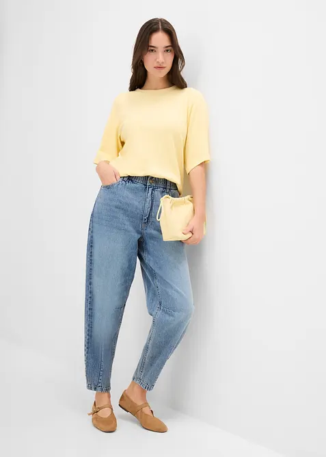 Barrel Jeans High Waist cropped, bonprix