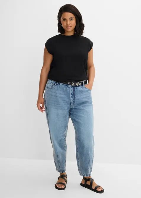 Barrel Jeans High Waist cropped, bonprix