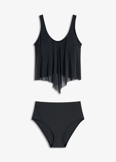 Tankini med transparent mesh (2 delar), bonprix