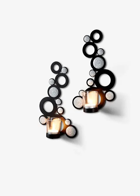 V&auml;ggljusstakar "Sten" (2-delat set), bonprix