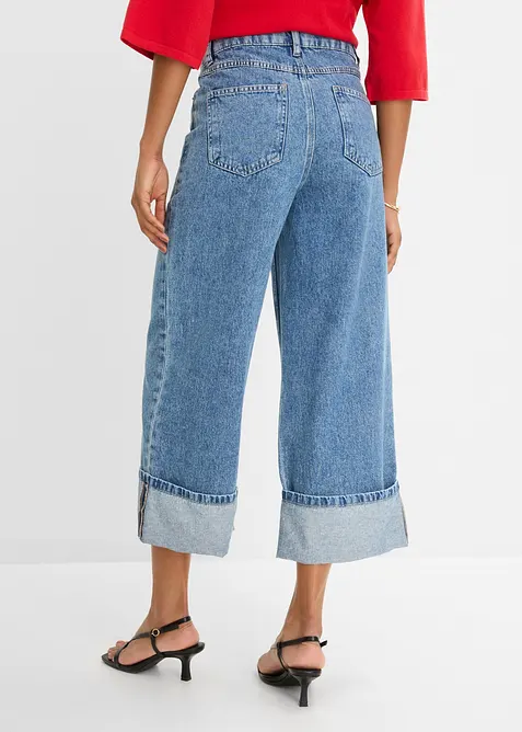 Wide Leg Jeans Mid Wais, Cropped, bonprix