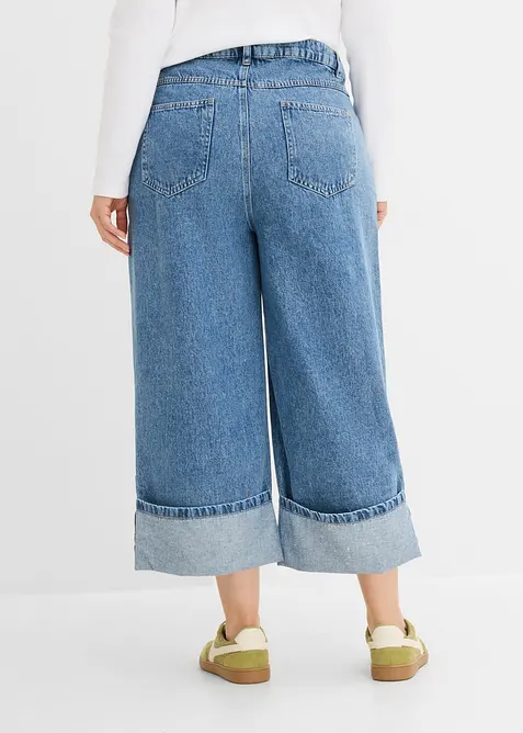 Wide Leg Jeans Mid Wais, Cropped, bonprix