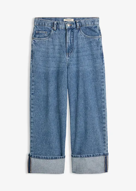 Wide Leg Jeans Mid Wais, Cropped, bonprix