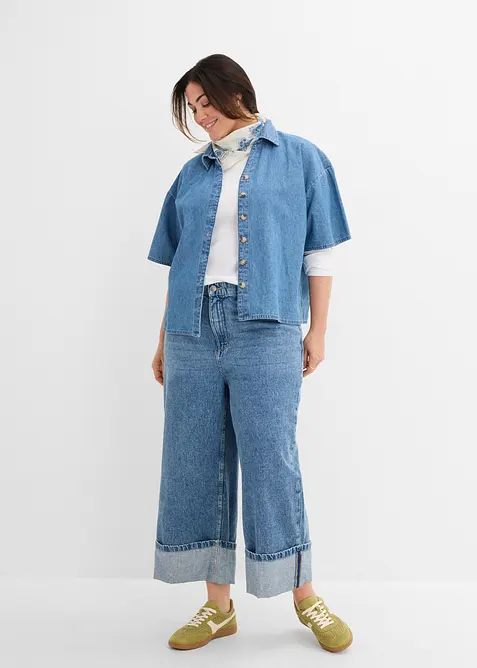 Blustunika i denim av ekologisk bomull, bonprix