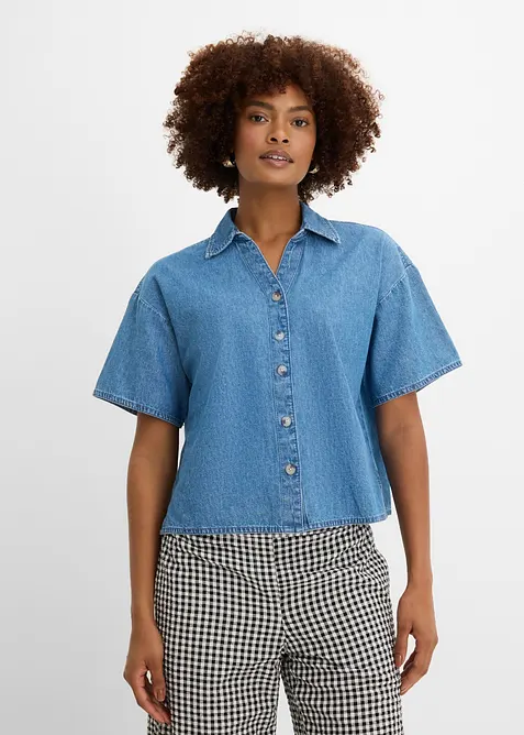 Blustunika i denim av ekologisk bomull, bonprix