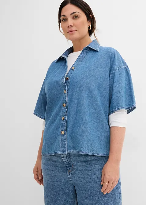 Blustunika i denim av ekologisk bomull, bonprix