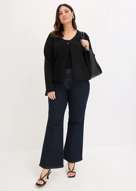 Finstickad cardigan av bomullsmix, bonprix