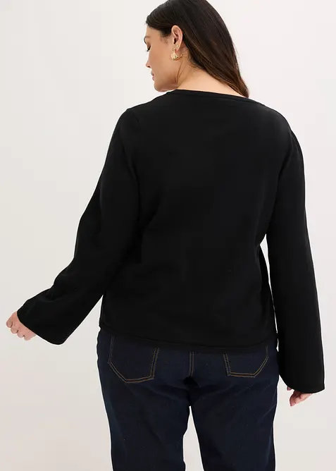 Finstickad cardigan av bomullsmix, bonprix