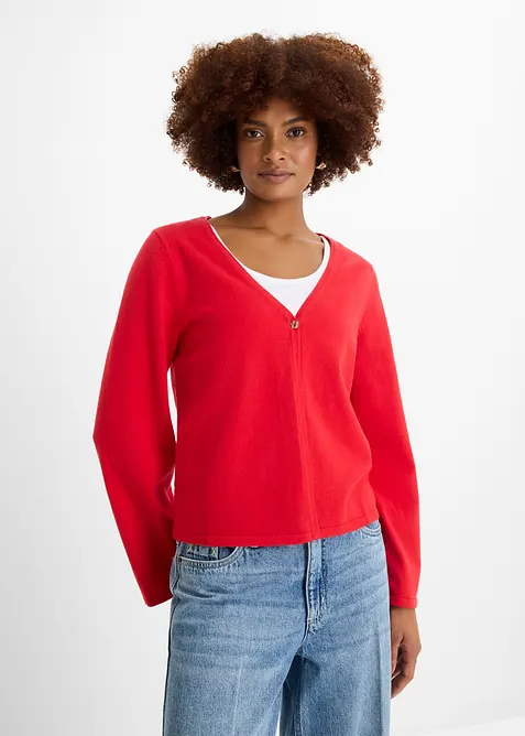 Finstickad cardigan av bomullsmix, bonprix