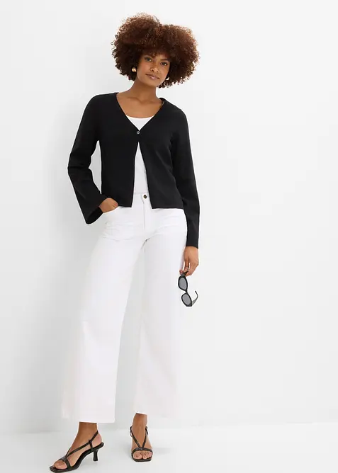 Finstickad cardigan av bomullsmix, bonprix