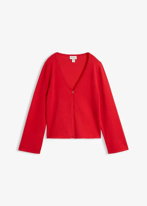 Finstickad cardigan av bomullsmix, bonprix