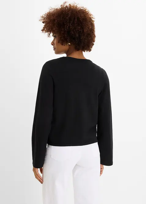 Finstickad cardigan av bomullsmix, bonprix