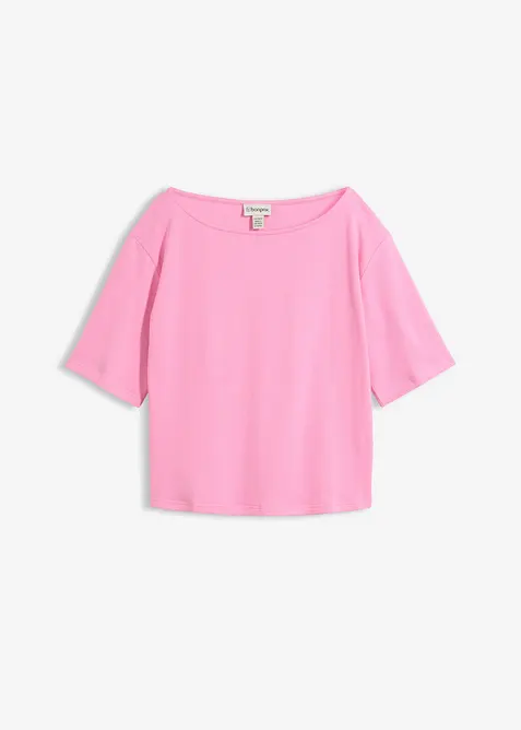 Topp i ekologisk bomull med v&aring;fflad look, bonprix