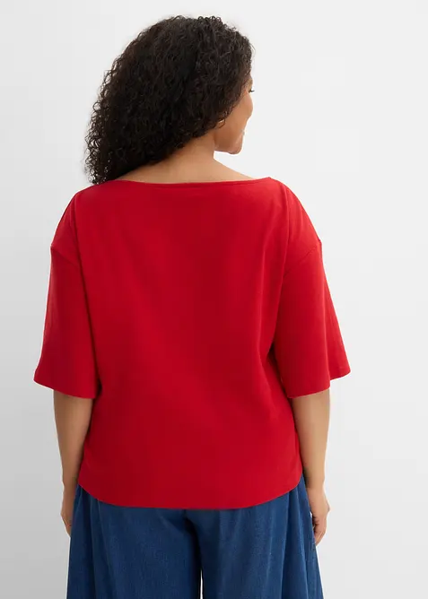 Topp i ekologisk bomull med v&aring;fflad look, bonprix