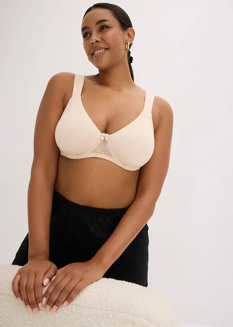 T-shirtbeh&aring; med bygel, bomull och spets (2-pack), bonprix