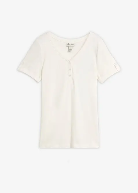 Topp med farfarskrage, i ren bomull, bonprix