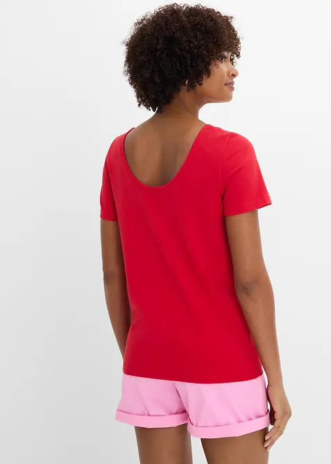 T-shirt med djup ringning bak (2-pack), bonprix