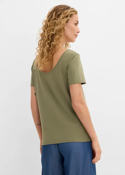 T-shirt med djup ringning bak (2-pack), bonprix
