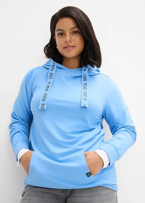 Sweatshirt med huva i mjuk viskosmix, bonprix