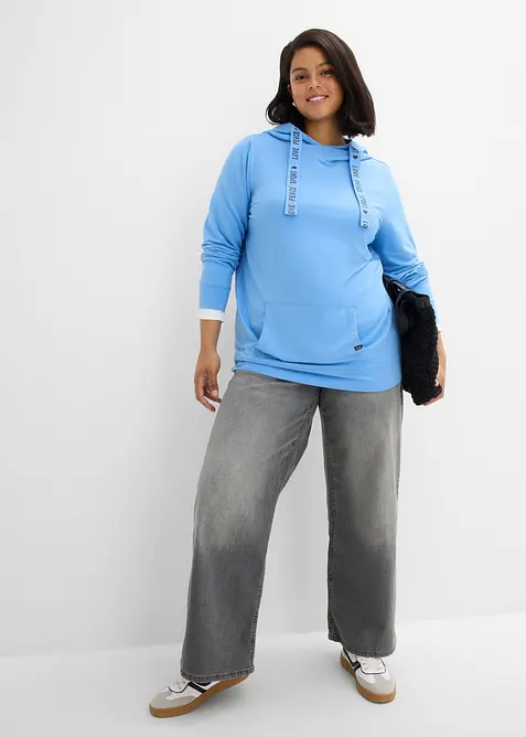 Sweatshirt med huva i mjuk viskosmix, bonprix