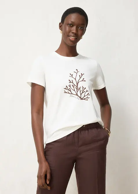 T-shirt med sidenandel och tryck, bonprix