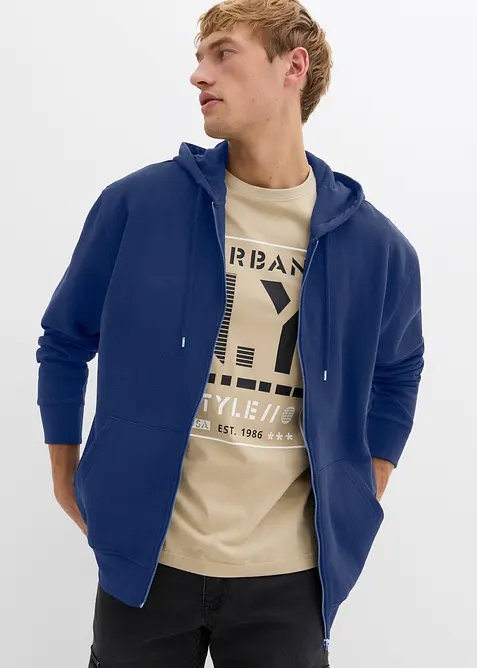 Munkjacka av ren bomull, med luva, Loose Fit, bonprix