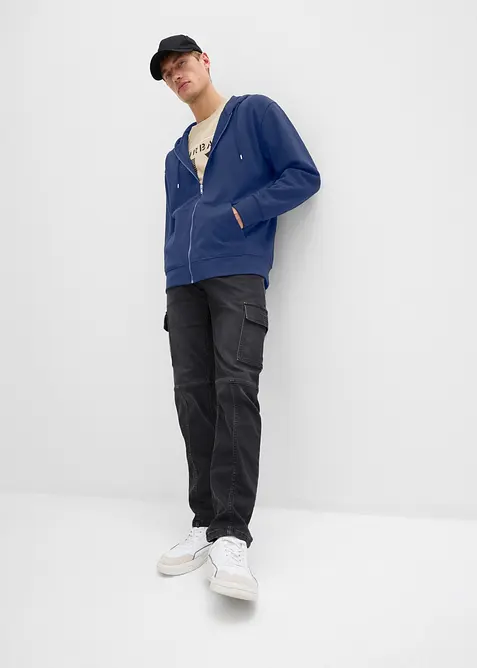 Munkjacka av ren bomull, med luva, Loose Fit, bonprix