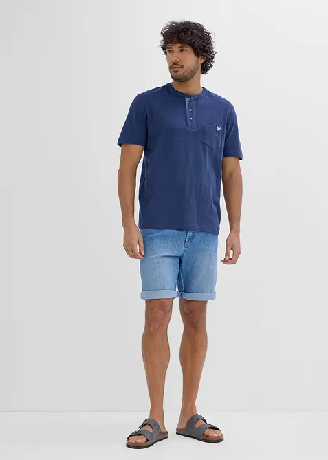T-shirt med farfarskrage, av ekologisk bomull, bonprix