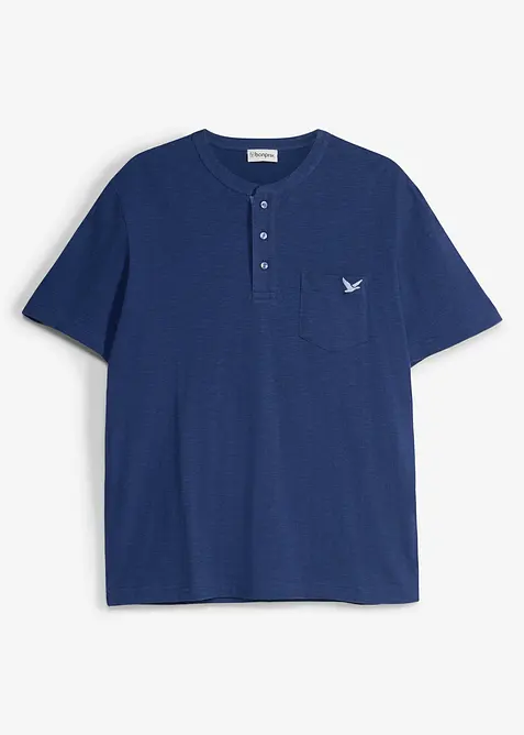 T-shirt med farfarskrage, av ekologisk bomull, bonprix