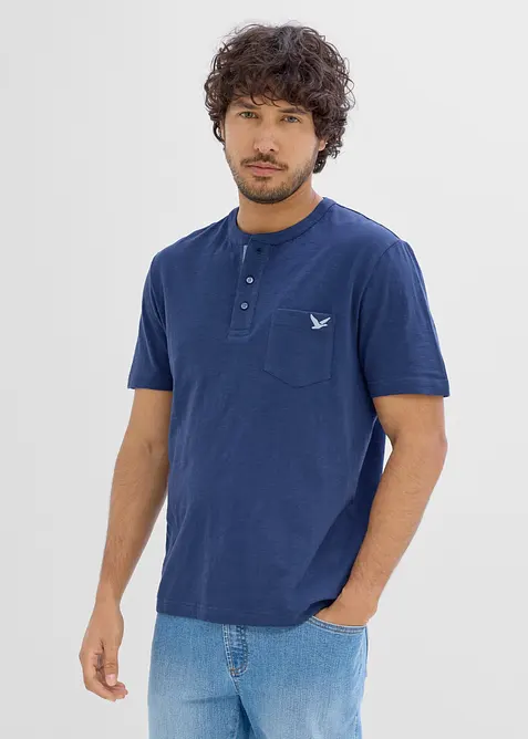 T-shirt med farfarskrage, av ekologisk bomull, bonprix