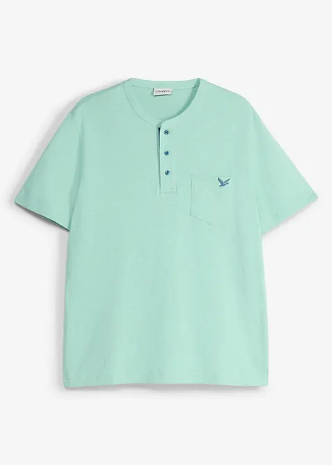 T-shirt med farfarskrage, av ekologisk bomull, bonprix