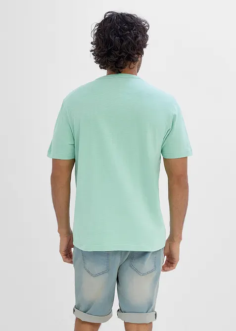 T-shirt med farfarskrage, av ekologisk bomull, bonprix