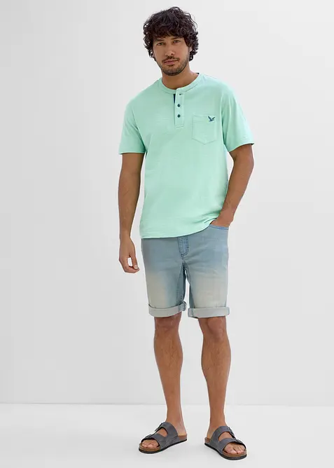 T-shirt med farfarskrage, av ekologisk bomull, bonprix