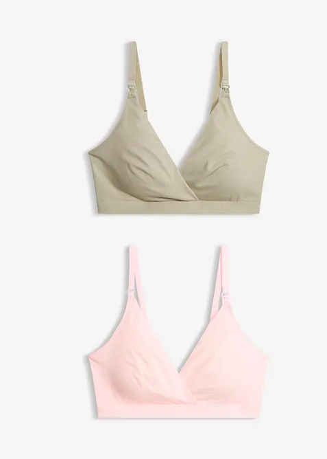 Amningsbeh&aring; utan bygel, med ekologisk bomull (2-pack), bonprix