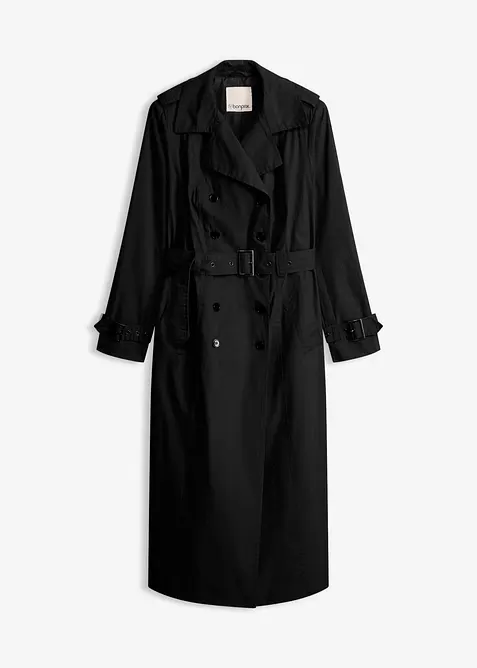 L&aring;ng trenchcoat med midjeb&auml;lte, bonprix